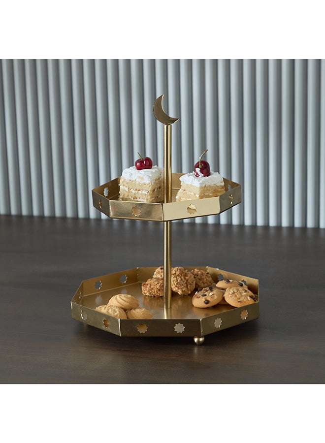Home Box 2-Tier Gold Cake Stand for Entertaining - Image 1